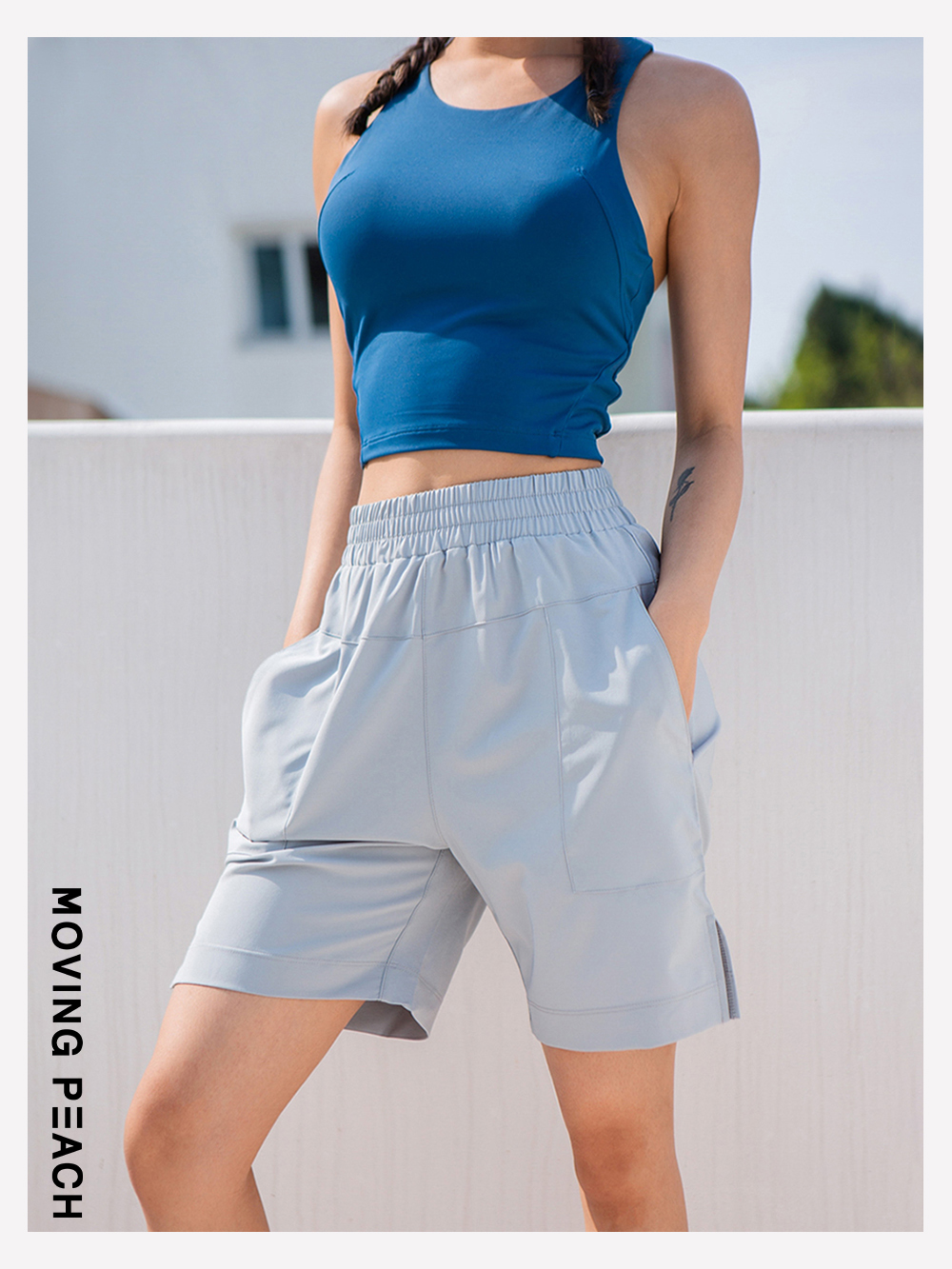 Mô tả MOVING PEACH Quần  baggy Lửng Thể Thao Có Túi Cho Nữ ACC - 9