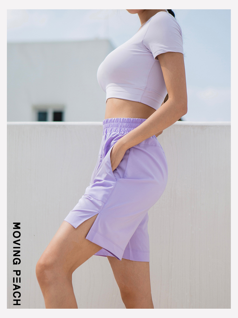 Mô tả MOVING PEACH Quần  baggy Lửng Thể Thao Có Túi Cho Nữ ACC - 2