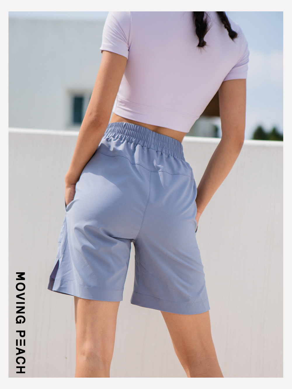 Mô tả MOVING PEACH Quần  baggy Lửng Thể Thao Có Túi Cho Nữ ACC - 8