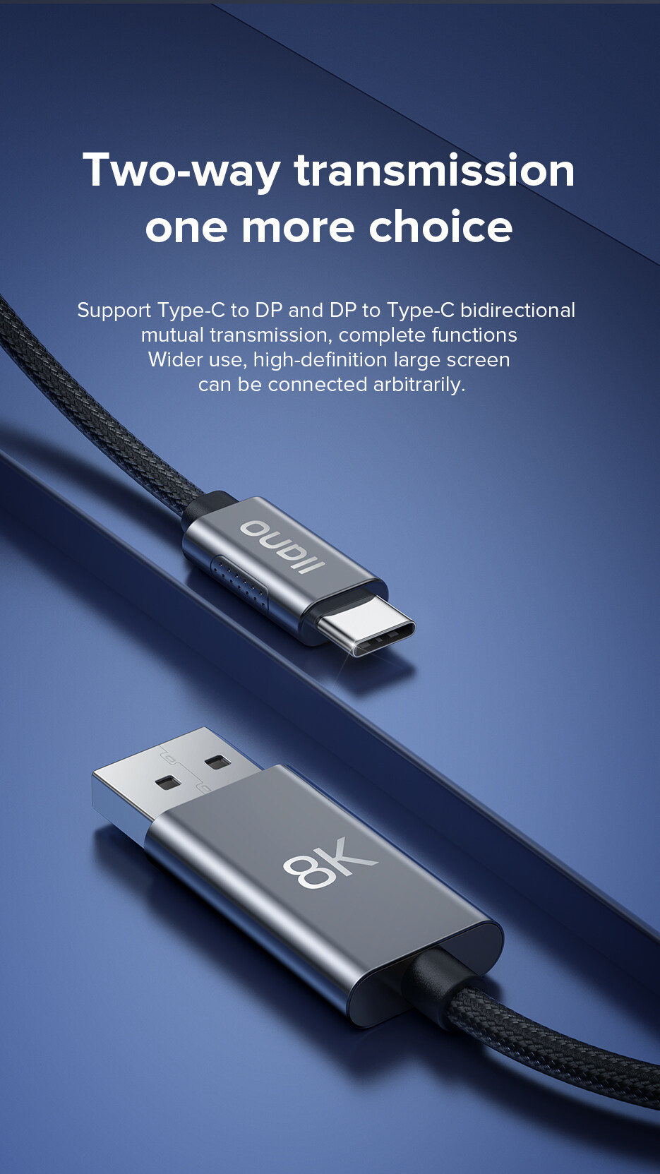 Cáp chuyển đổi Type-C DP 1.4 Llano
