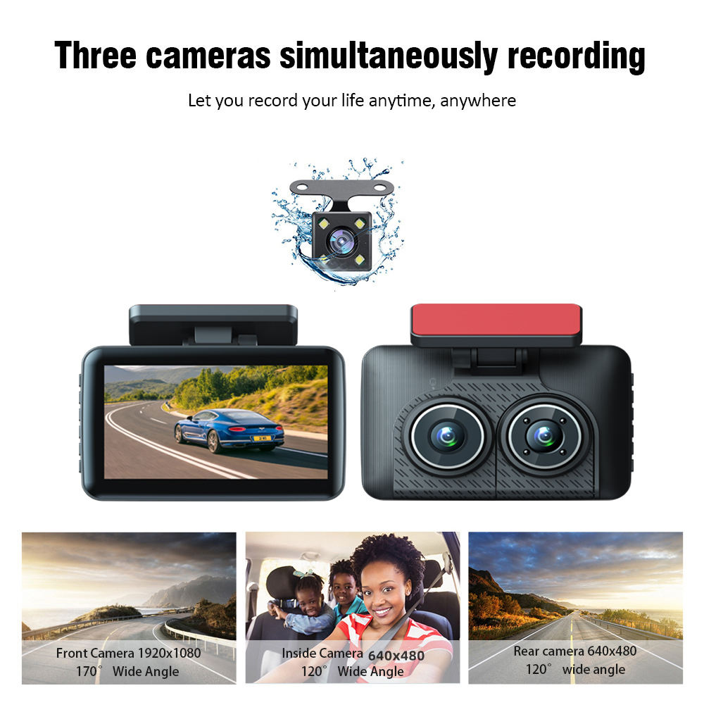 Mô tả Camera Hành Trình DVR 4.0 Inch 3 Lens HD 1080P Góc Rộng 360 Độ Cho Xe Hơi - 6