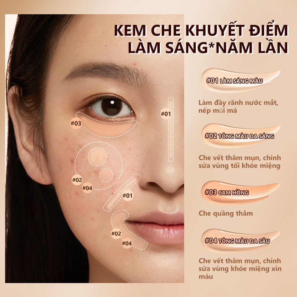 Mô tả Kem che khuyết điểm O.TWO.O cho mụn/thâm/che phủ tuyệt đối 4 màu tùy chọn 5g - 2