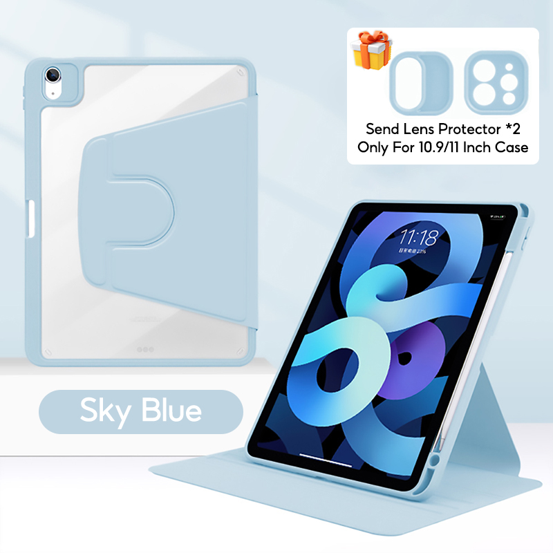Mô tả Tbtic Cho iPad Ốp Lưng Air 7 M3 2025 6 Pro 11 2024 Air 5 4 10.9 11th A16 10th 9th 8th Gen 7th 10.2 Mini 6 Ốp Lưng Có Giá Đỡ Bút Chì 720° Xoay - 10