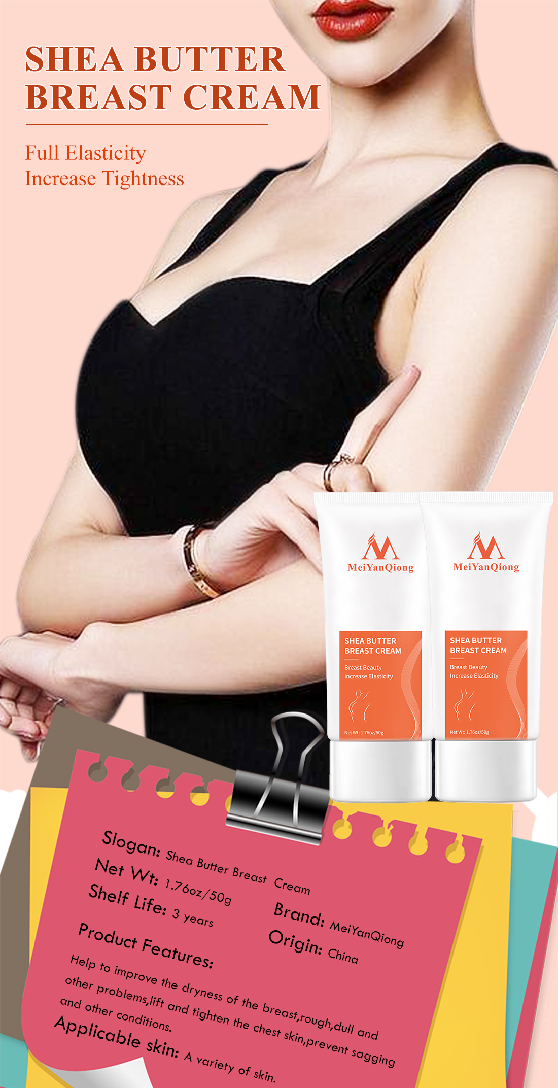 Mô tả MeiYanQiong bơ hạt mỡ nâng ngực tự nhiên làm săn chắc vòng giảm chảy xệ sau sinh chăm sóc giữ ẩm 50g - 1