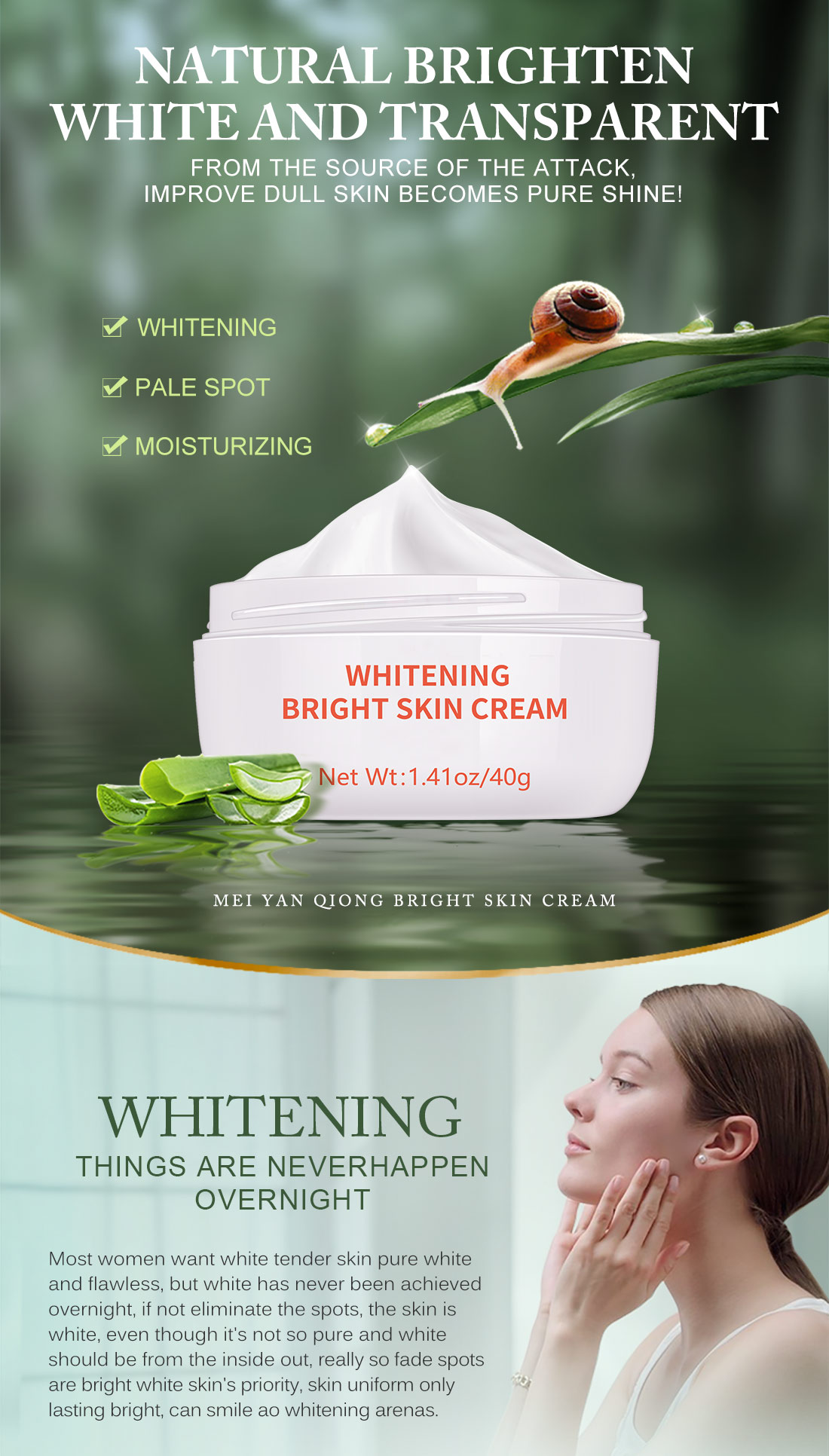 Mô tả MeiYanQiong Kem sáng da Xóa Nám Làm Trắng Ẩm Làm mờ nếp nhăn Phục Hồi Mờ Thâm Sạm Nám 40g - 1