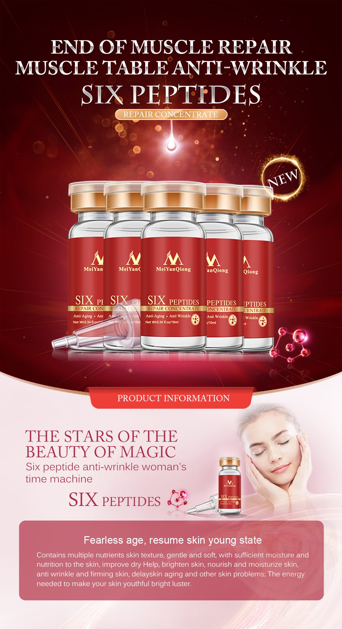 Mô tả MeiYanQiong Serum Dưỡng Da Serum Chăm sóc da huyết thanh Dưỡng da chống nếp nhăn chống lão hóa làm trắng da 10ml - 1