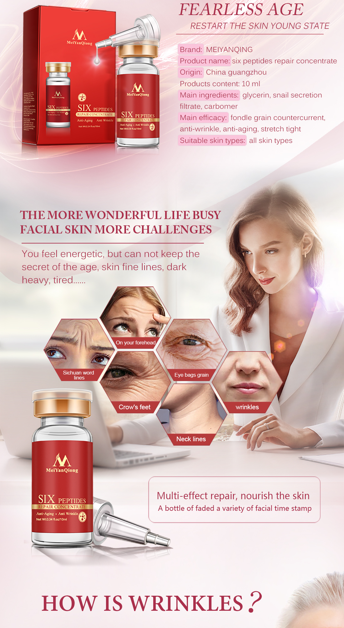 Mô tả MeiYanQiong Serum Dưỡng Da Serum Chăm sóc da huyết thanh Dưỡng da chống nếp nhăn chống lão hóa làm trắng da 10ml - 2