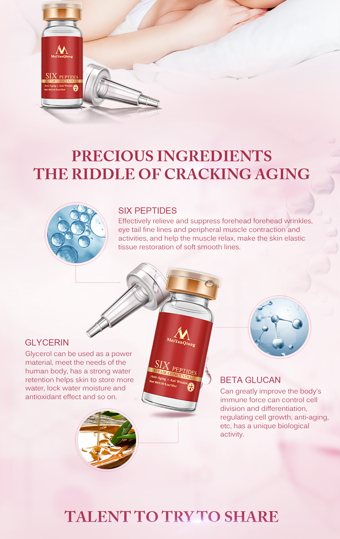 Mô tả MeiYanQiong Serum Dưỡng Da Serum Chăm sóc da huyết thanh Dưỡng da chống nếp nhăn chống lão hóa làm trắng da 10ml - 6