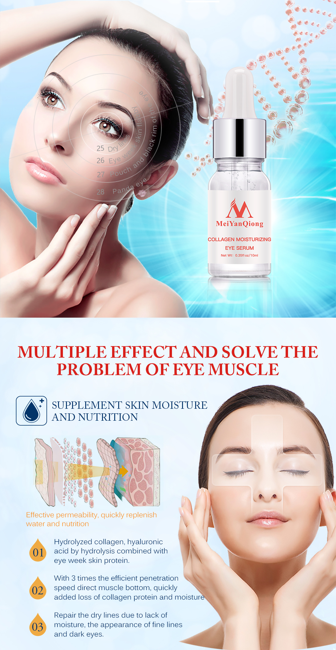 Mô tả MeiYanQiong Tái TạoTinh Chất Dưỡng Da Vùng Mắt Chống Lão Hóa Loại Bỏ Nếp Nhăn Rejuvenating eye Serum12ml - 4