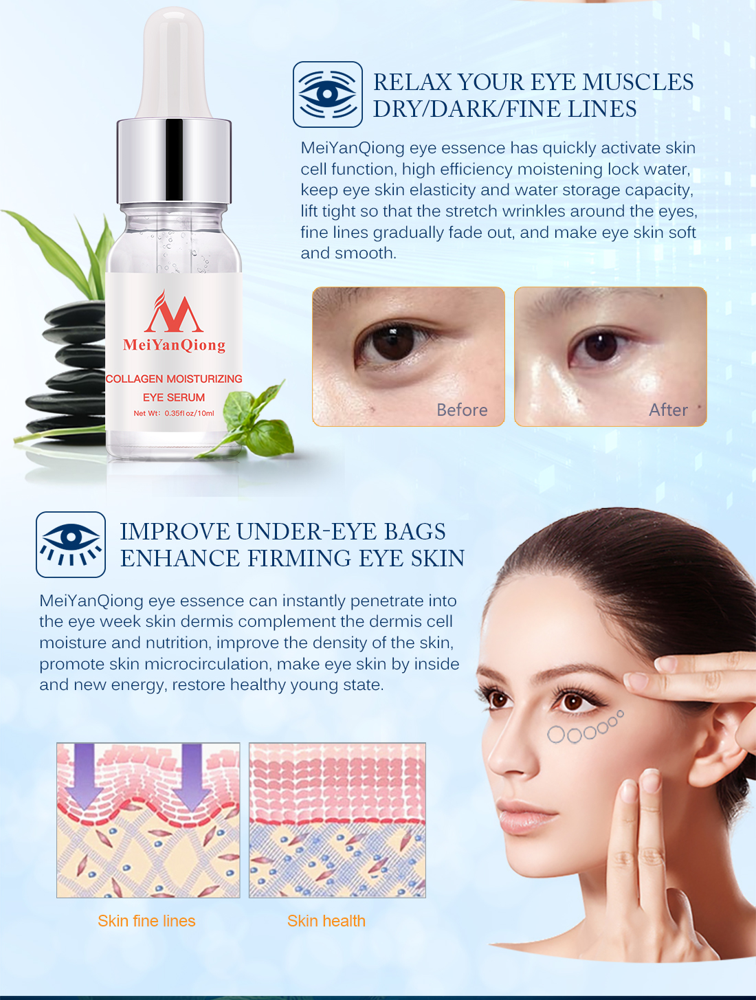 Mô tả MeiYanQiong Tái TạoTinh Chất Dưỡng Da Vùng Mắt Chống Lão Hóa Loại Bỏ Nếp Nhăn Rejuvenating eye Serum12ml - 5