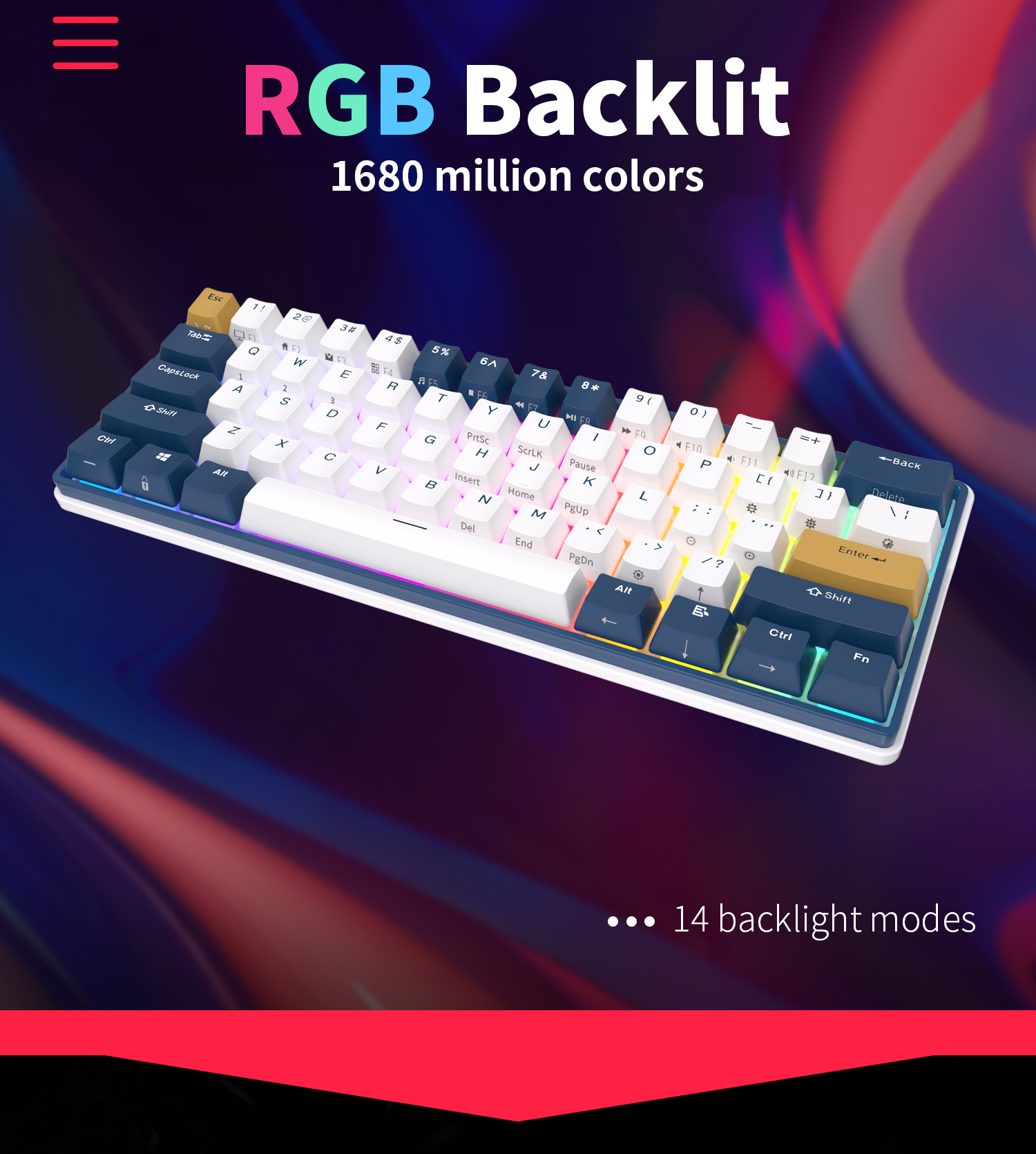 Mô tả Bàn phím cơ ROYAL KLUDGE Rk61Plus 2.4G Kh Ng D Y bluetooth 3.0 V Usb C Ba Ch có đèn nền Rgb - 3
