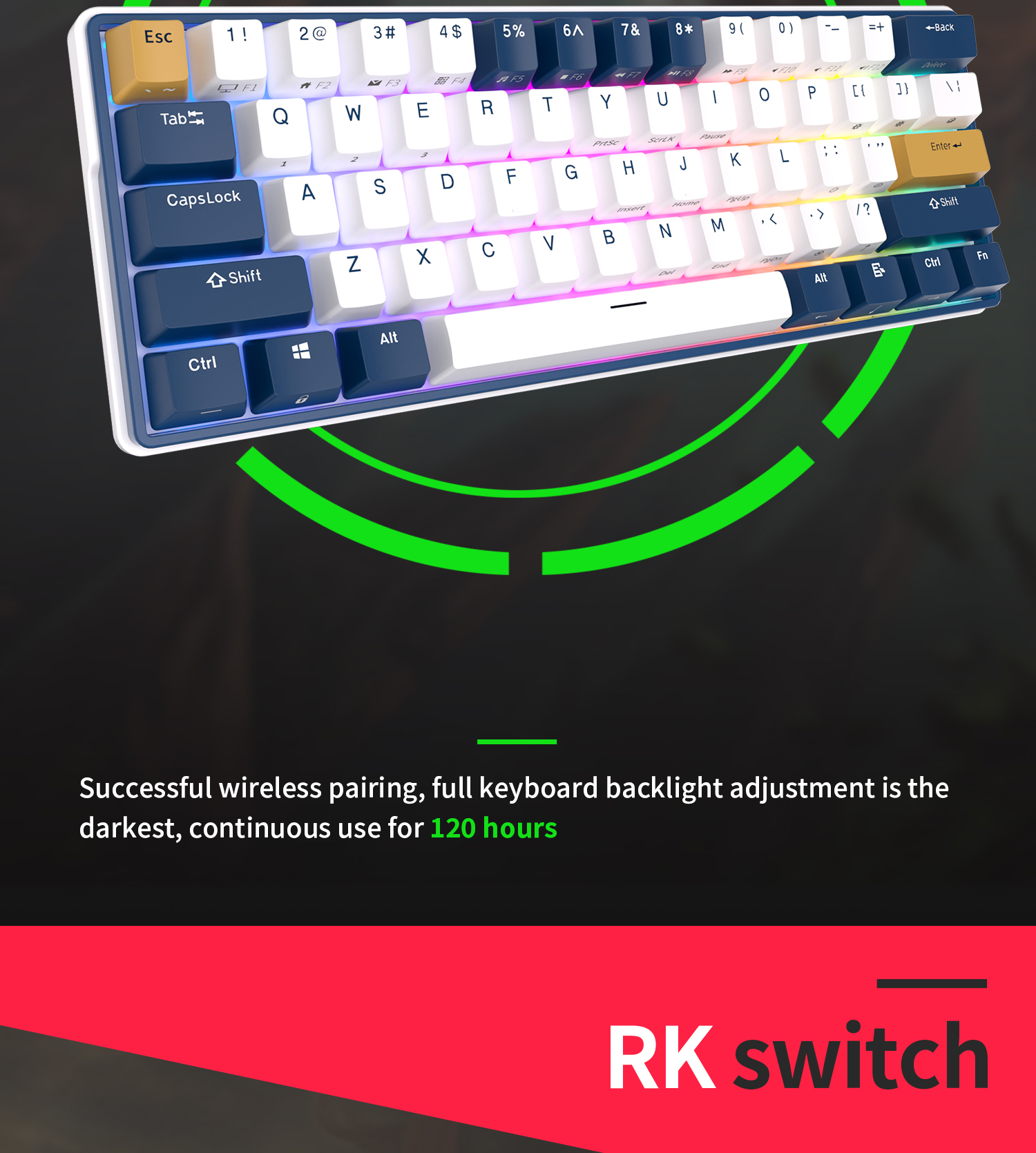 Mô tả Bàn phím cơ ROYAL KLUDGE Rk61Plus 2.4G Kh Ng D Y bluetooth 3.0 V Usb C Ba Ch có đèn nền Rgb - 7