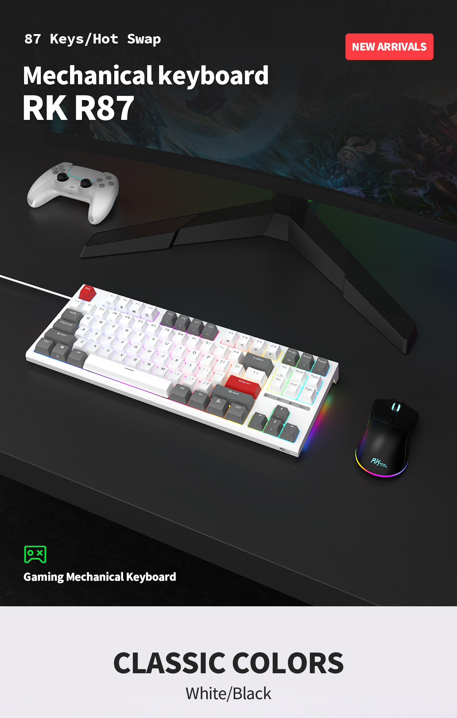 Bàn phím cơ có dây ROYAL KLUDGE RK R87 87 phím chuyên nghiệp có dây ...