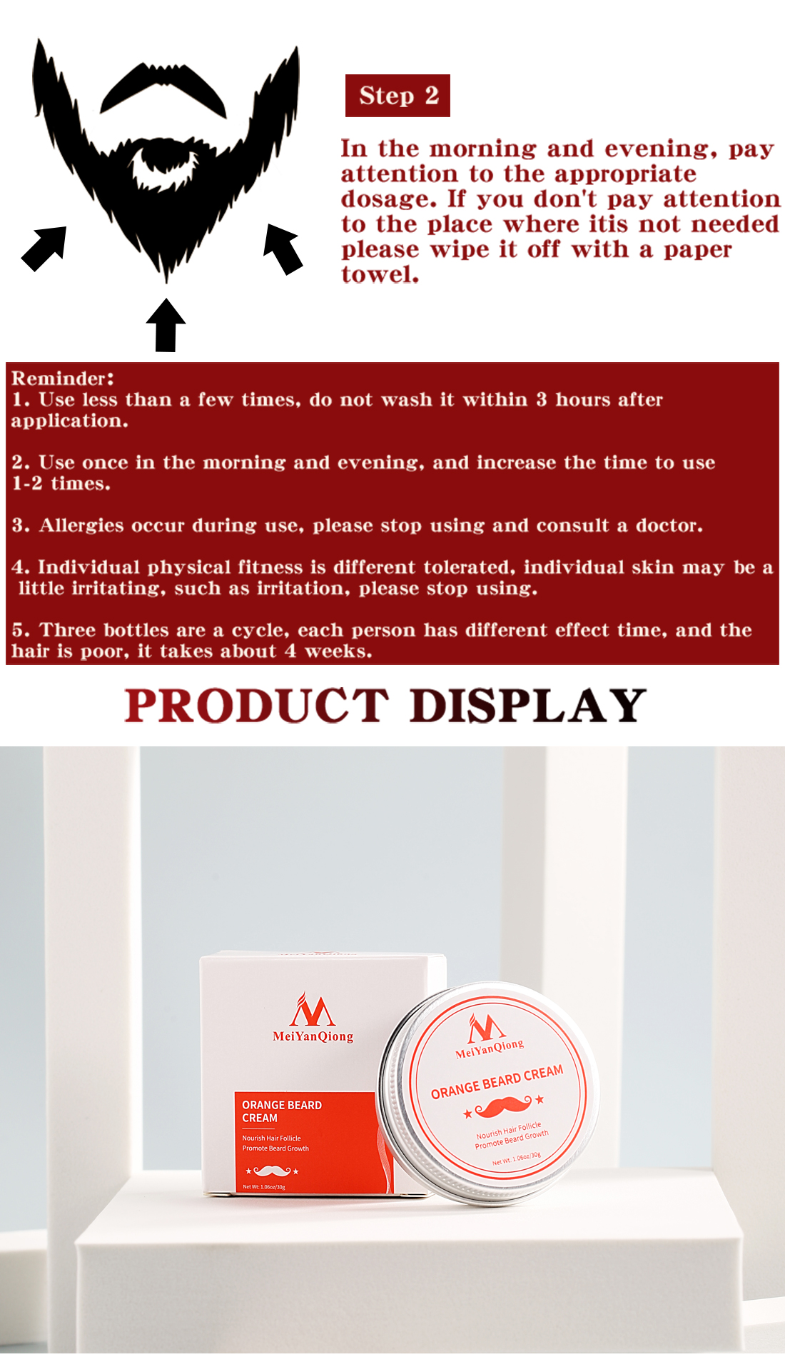 Mô tả MeiYanQiong kem râu Thúc Kích Mọc Chân Mày & Râu Cao Cấp Râu & Chân mày Chính Hãng 30g - 5