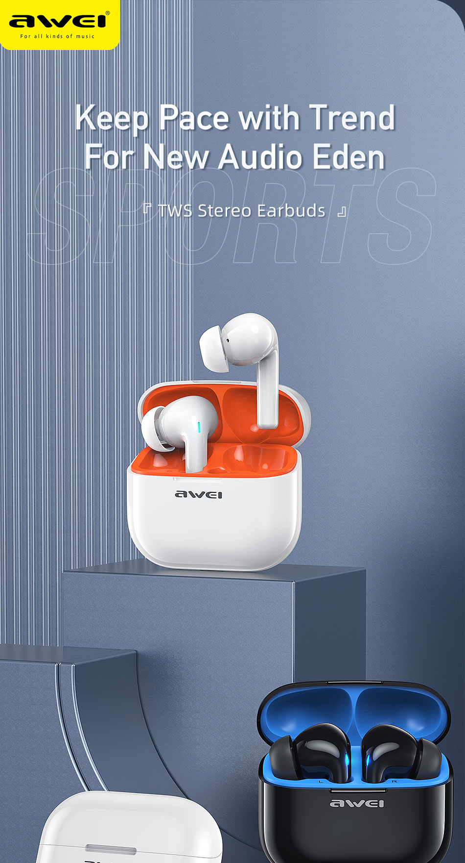 Mô tả Tai Nghe Bluetooth Chính Hãng Awei T1 Pro TWS Không Dây Chống Nước IPX6 có Mic HD Pin Trâu - 1