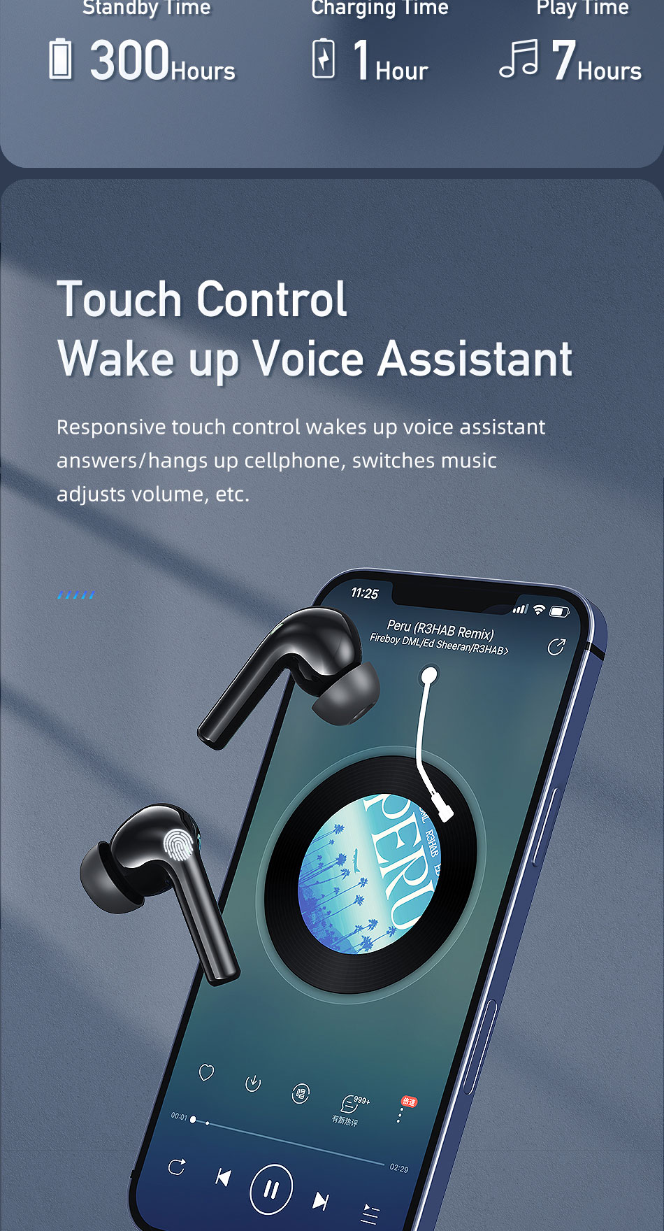 Mô tả Tai Nghe Bluetooth Chính Hãng Awei T1 Pro TWS Không Dây Chống Nước IPX6 có Mic HD Pin Trâu - 9