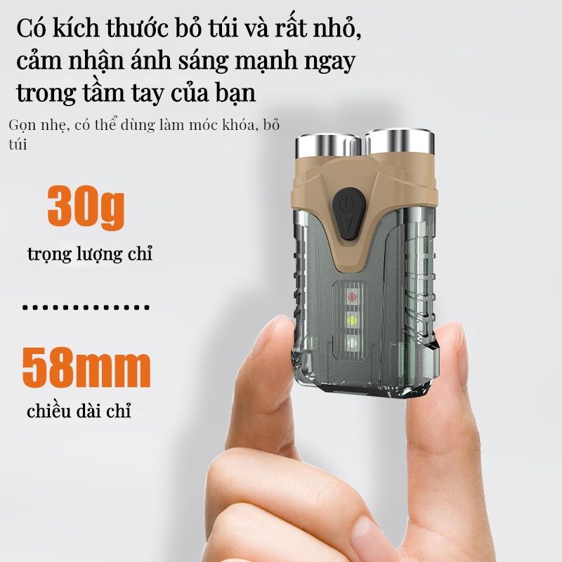 (Giao hàng từ Việt Nam) Đèn pin mini LED đôi mới Type-C có thể sạc lại ...