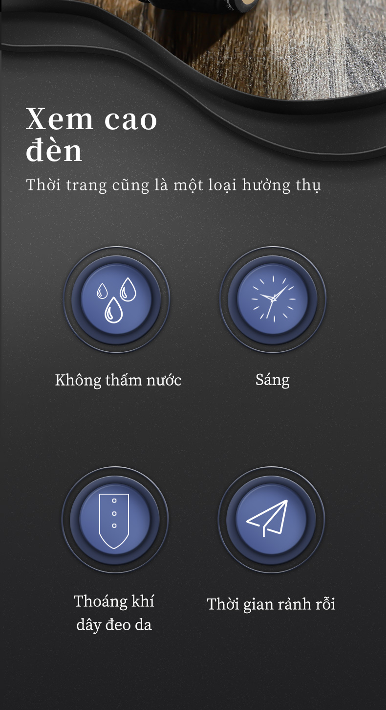 Mô tả Đồng hồ nam OPK 6003 dạ quang dây da chống nước có lịch đơn giản - 2