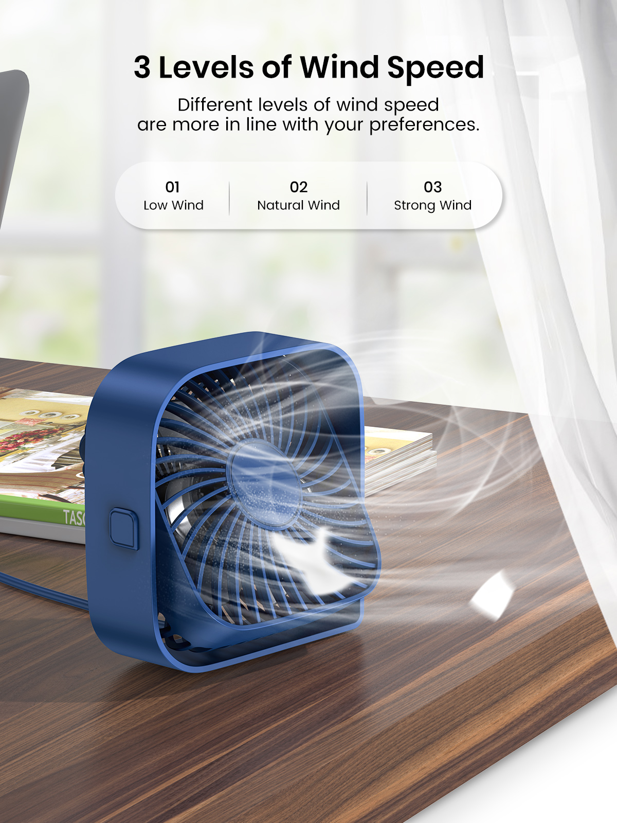 Mô tả Quạt mini để bàn TOPK K50 có thể điều chỉnh cho học sinh/văn phòng - 3