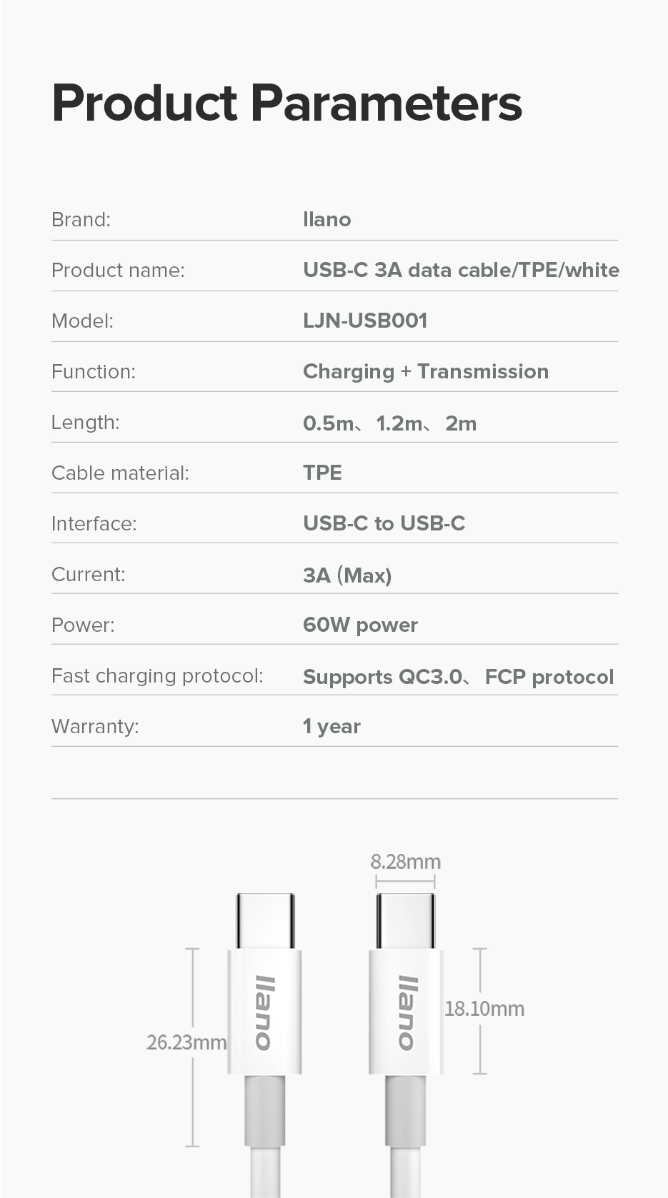 Mô tả Dây Cáp Sạc Nhanh 60w pd 3a type-c Sang type-c - 12