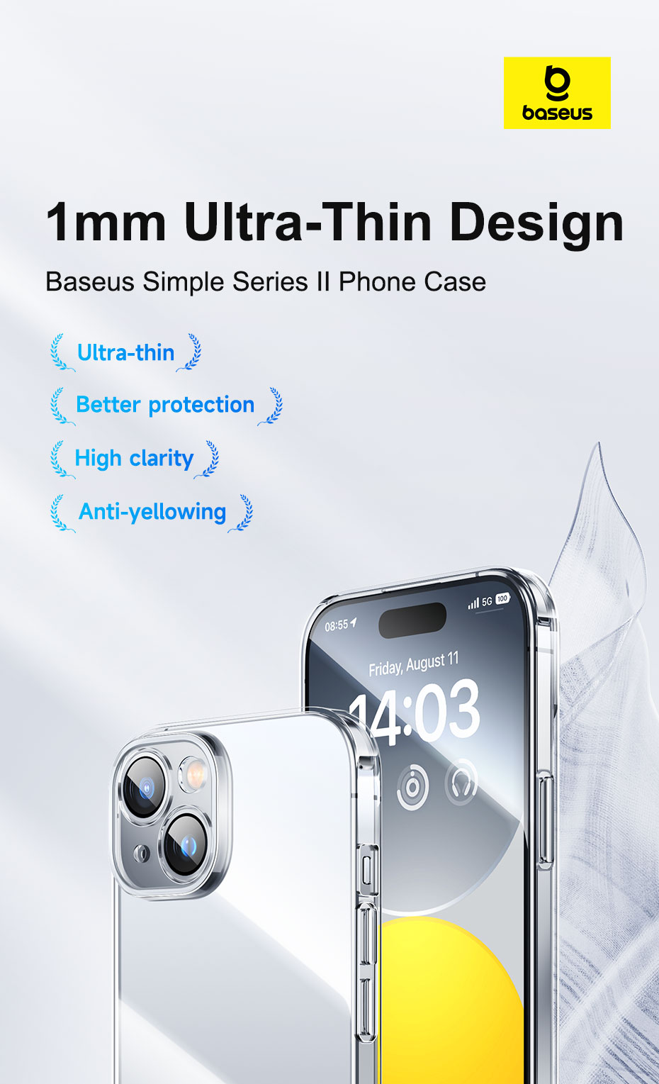 Mô tả Ốp điện thoại Baseus TPU dẻo trong suốt chống sốc bảo vệ camera thích hợp cho iphone 15 promax iphone 15 pro plus - 1