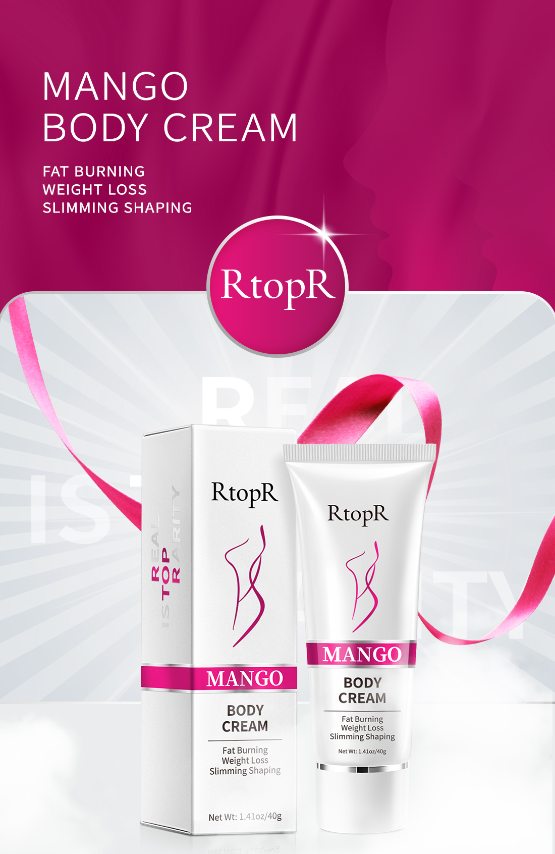 Mô tả RtopR Kem giảm cân Quả xoài Giảm Béo Body Giảm Béo Định Hình Tạo Đường Cong Đẹp Làm Săn Chắc Cơ Thể Mango Slimming Weight Lose Cream 40g - 1
