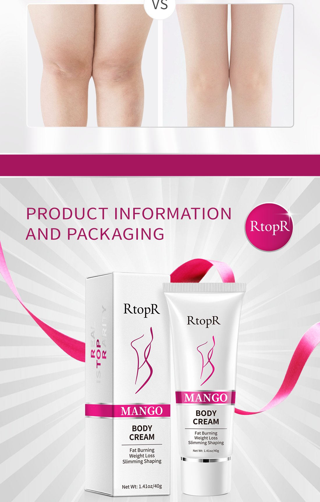 Mô tả RtopR Kem giảm cân Quả xoài Giảm Béo Body Giảm Béo Định Hình Tạo Đường Cong Đẹp Làm Săn Chắc Cơ Thể Mango Slimming Weight Lose Cream 40g - 7