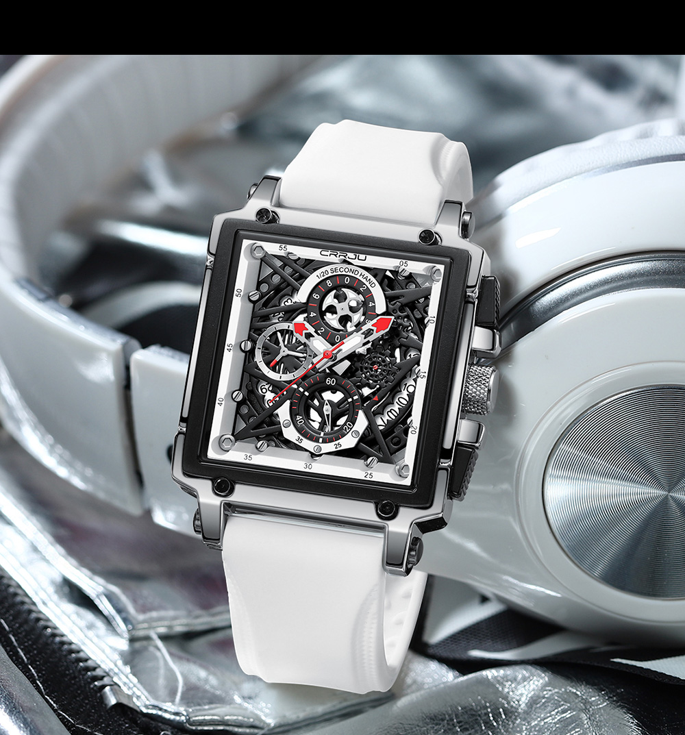 Mô tả Đồng hồ nam quartz CRRJU 2312X dây silicon đa năng chống thấm nước - 8