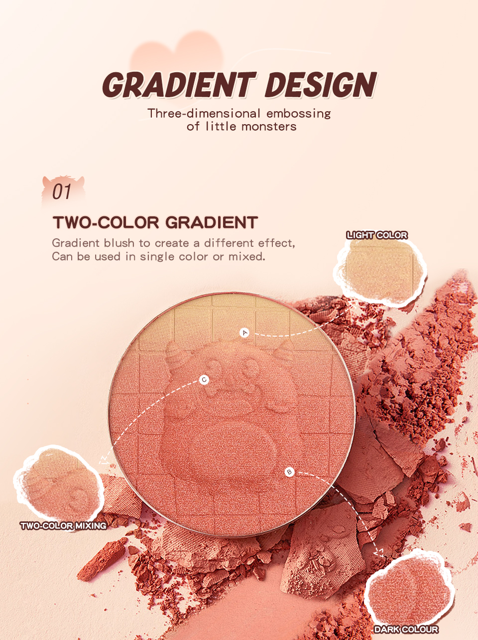 Swatch màu phấn má hồng O.TWO.O
