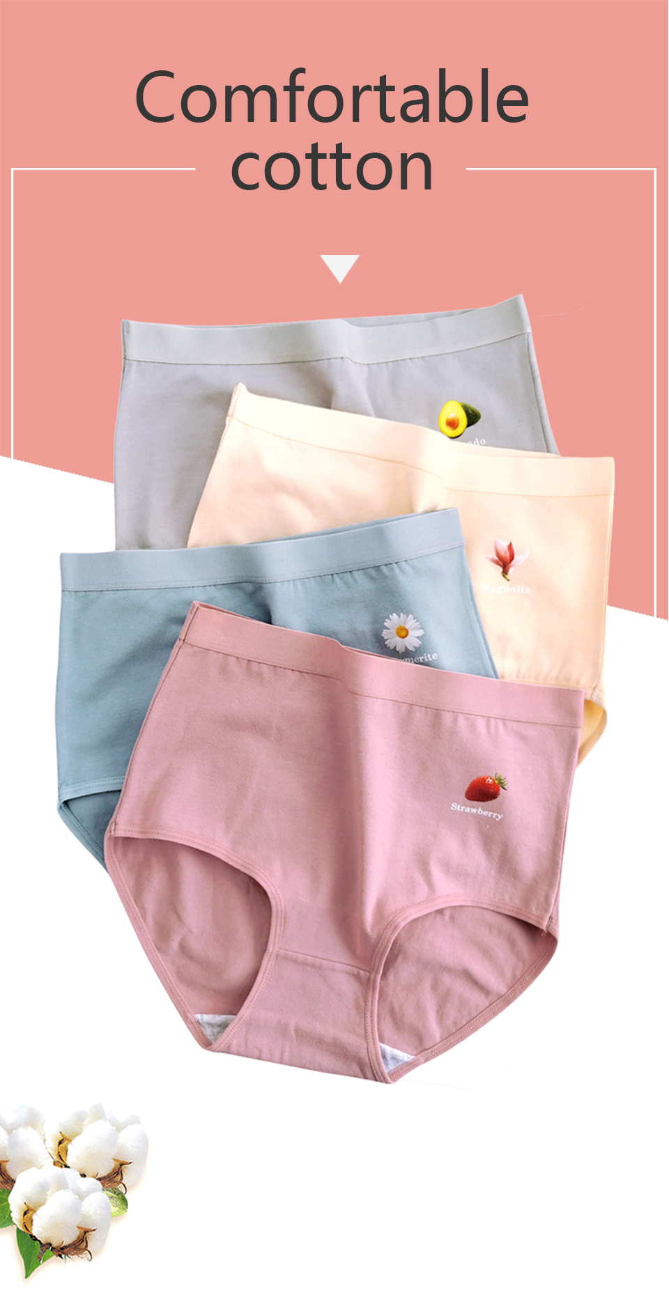 Mô tả Fallsweet 40-100kg Quần Lót cotton Lưng Cao size Lớn Dành Cho Nữ / size m-xxxl - 1