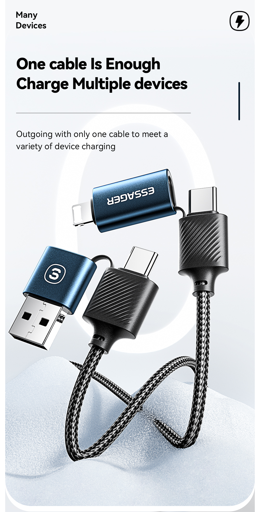 Mô tả Dây cáp sạc ESSAGER 4 trong 1 USB Type C ios 65W fsat cho điện thoại - 6