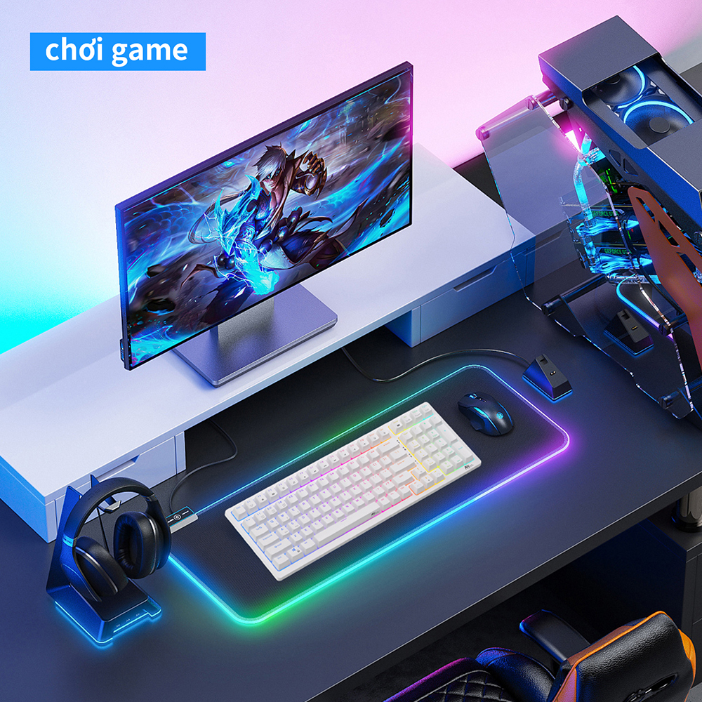 Mô tả Bàn phím cơ khí ROYAL KLUDGE RK98 98 phím RGB Backlight hỗ trợ cắm nóng với ba chế độ Bluetooth 2.4G không dây/có dây - 10