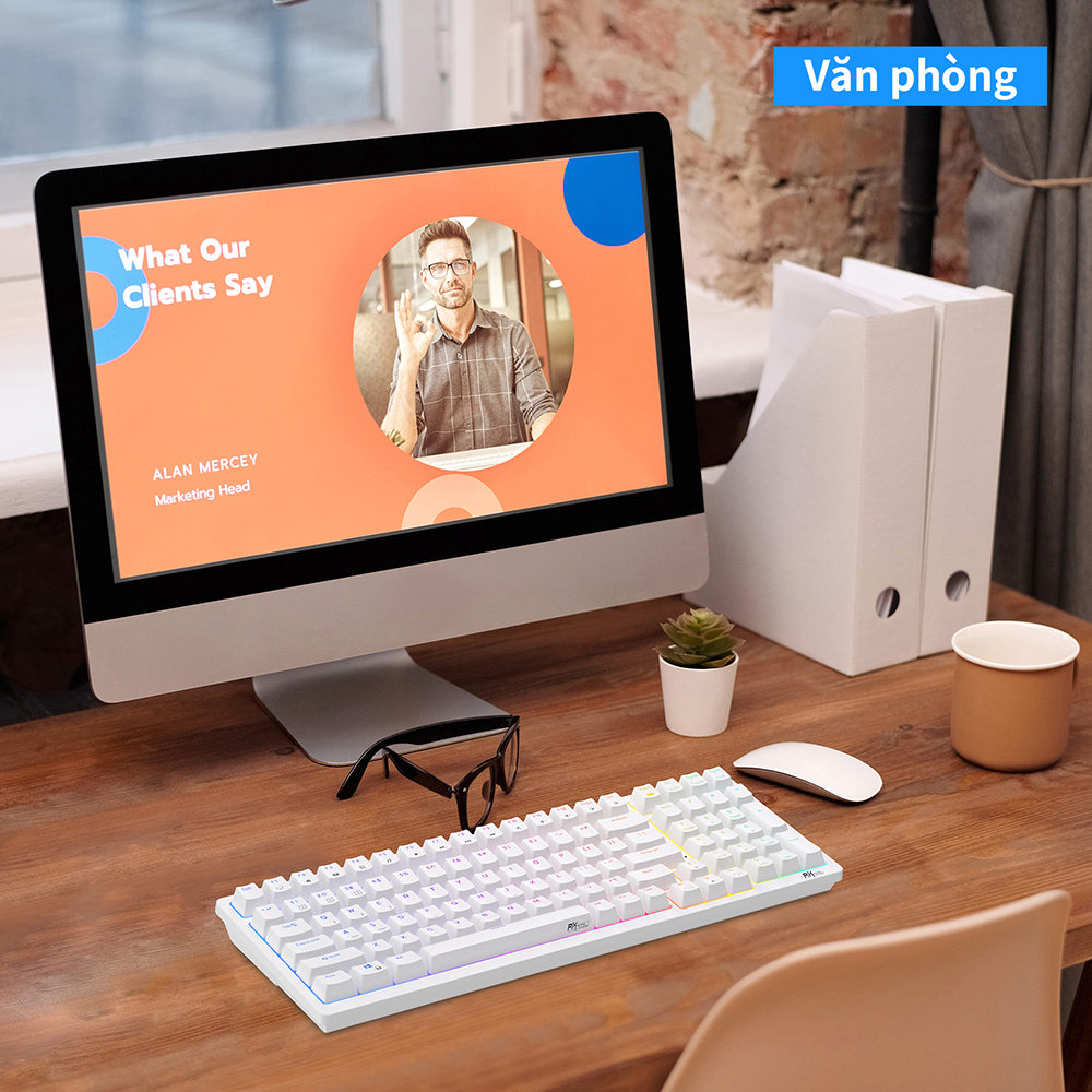 Mô tả Bàn phím cơ khí ROYAL KLUDGE RK98 98 phím RGB Backlight hỗ trợ cắm nóng với ba chế độ Bluetooth 2.4G không dây/có dây - 11