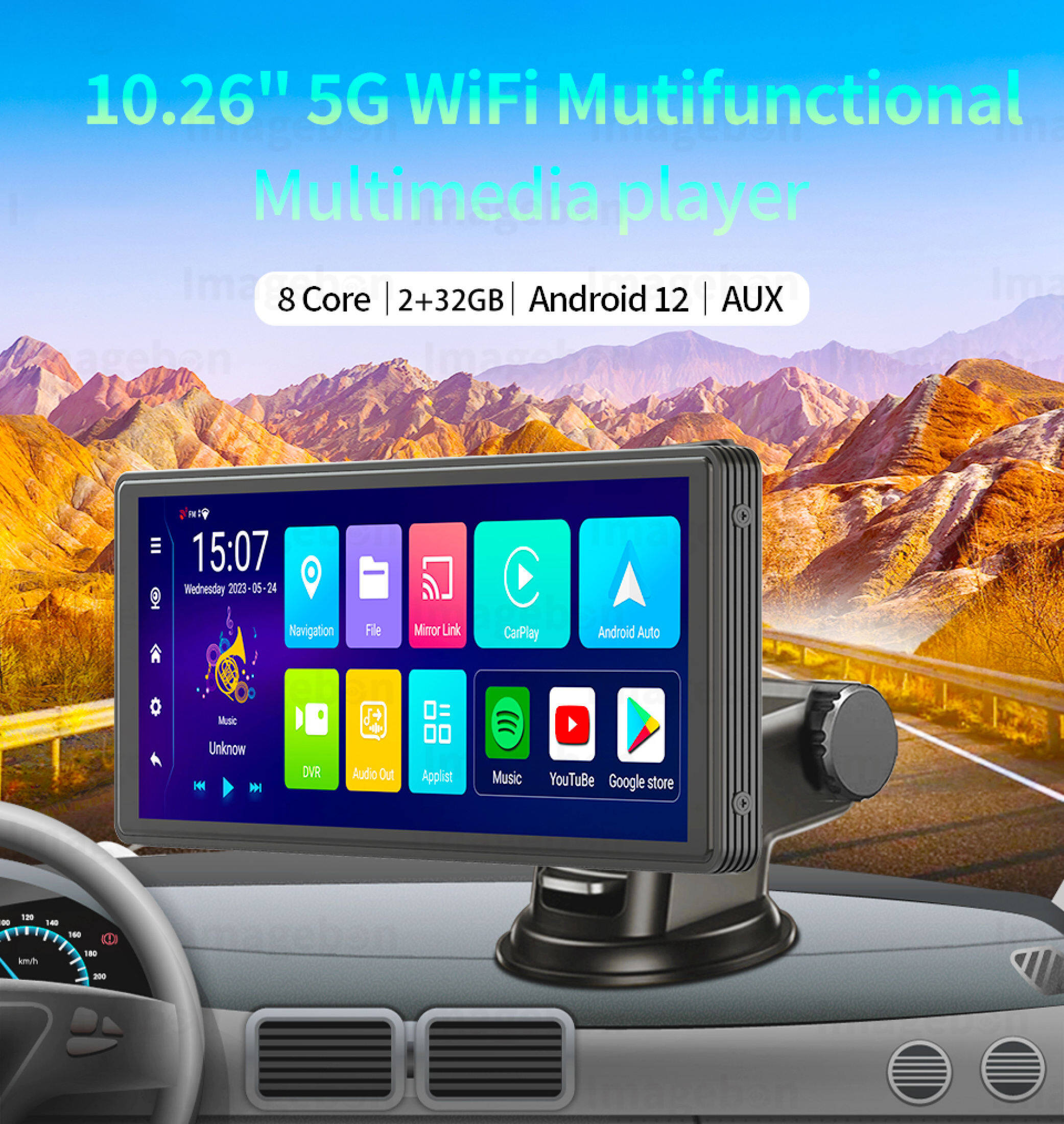 Mô tả Ekleva 10.26 Inch Dash Cam Android 12 2 + 32GB 5G WiFi Xe DVR 8 Core GPS FM Aux Có Đĩa U Gương Chiếu Hậu 5.1 Cuộc Gọi Điện Thoại Bluetooth Gắn Đặc Biệt - 1
