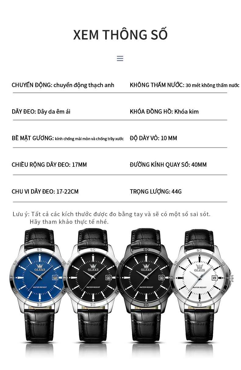 Mô tả Đồng hồ nam OLEVS TY716 chính hãng có lịch chuyển động thạch anh mặt số chống thấm nước - 8