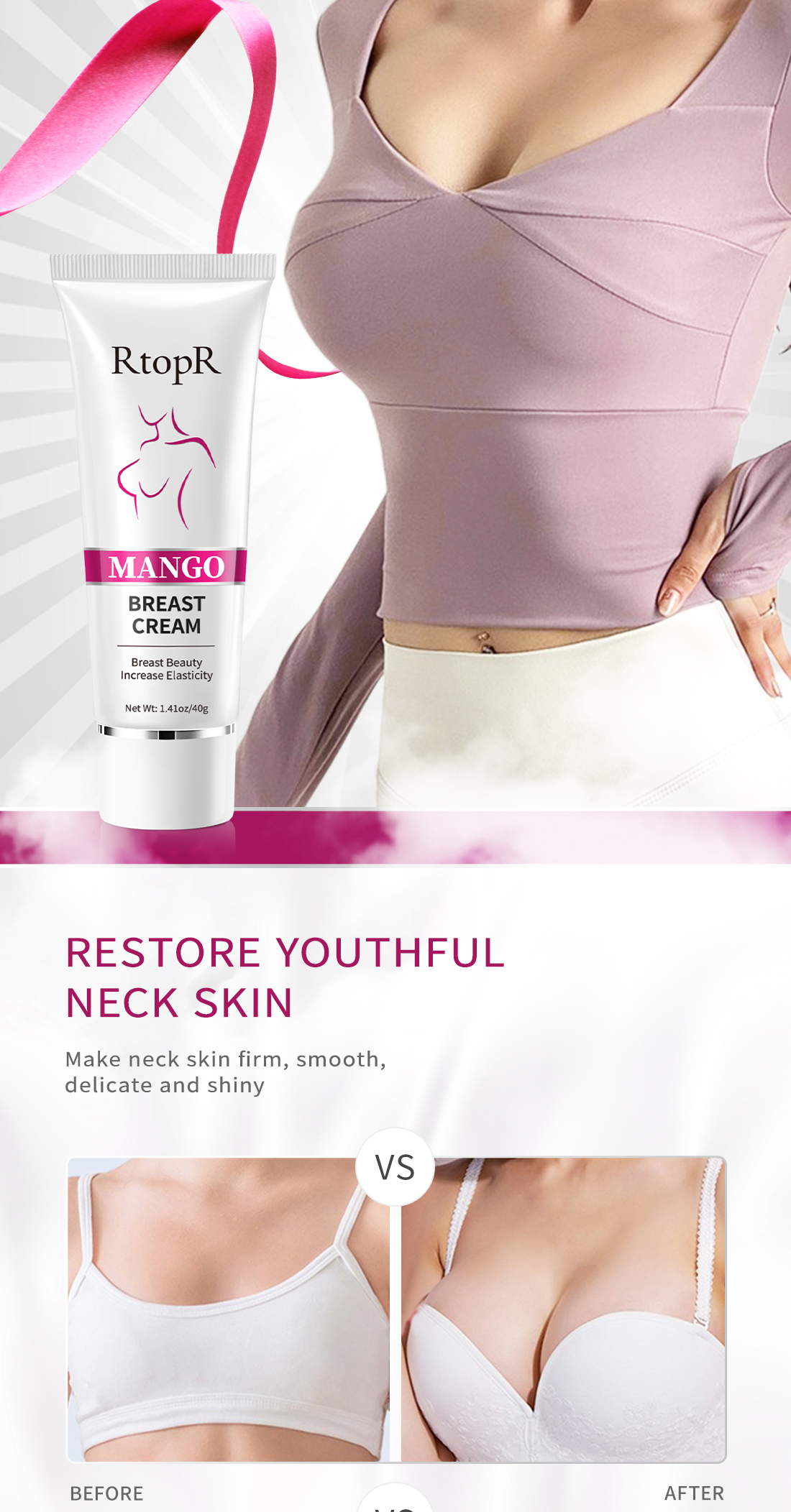 Mô tả Kem nở ngực RTOPR chiết xuất quả xoài massage săn chắc và nâng ngực cho nữ 40g RtopR Mango Breast Enlargement Cream - 7