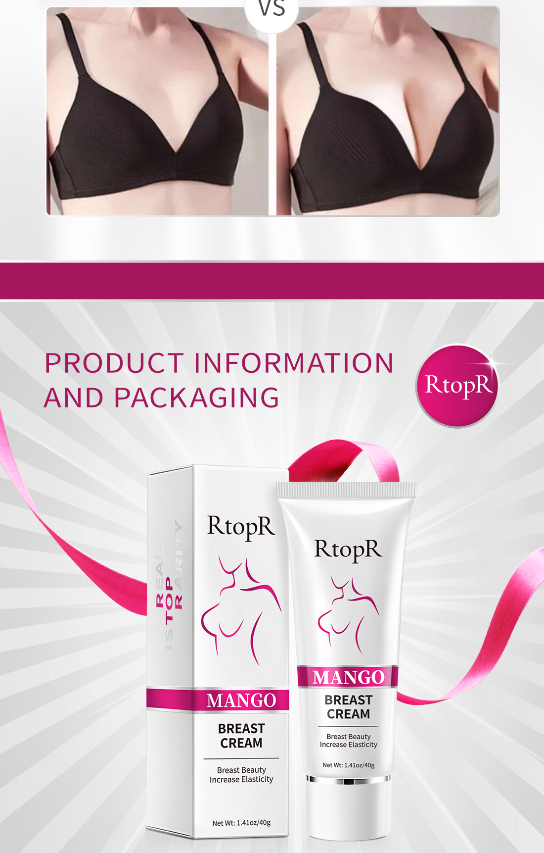 Mô tả Kem nở ngực RTOPR chiết xuất quả xoài massage săn chắc và nâng ngực cho nữ 40g RtopR Mango Breast Enlargement Cream - 8