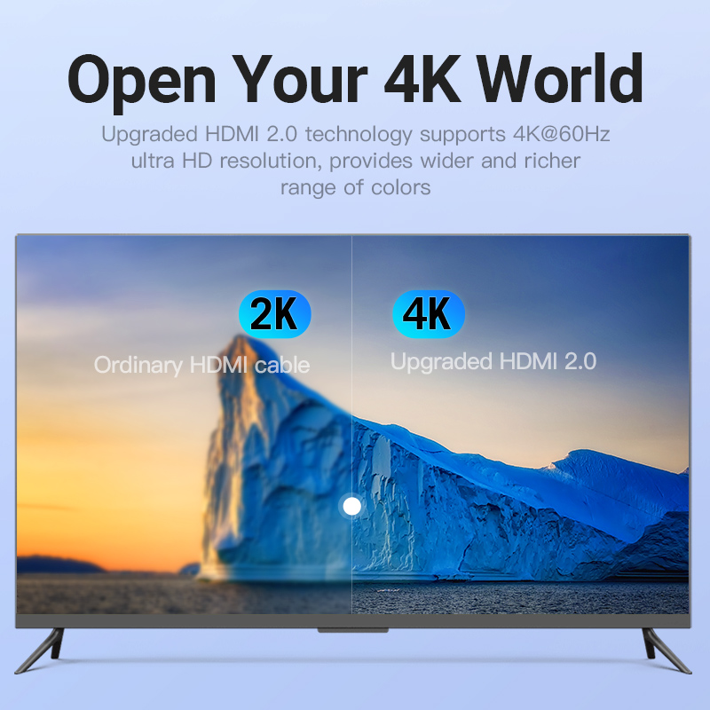 Mô tả Dây Cáp HDMI Vention 3D 4K Tốc Độ Cao Dạng Dẹt Đầu Mạ Vàng Cho Notebook/Máy Chiếu/TV/VR - 2