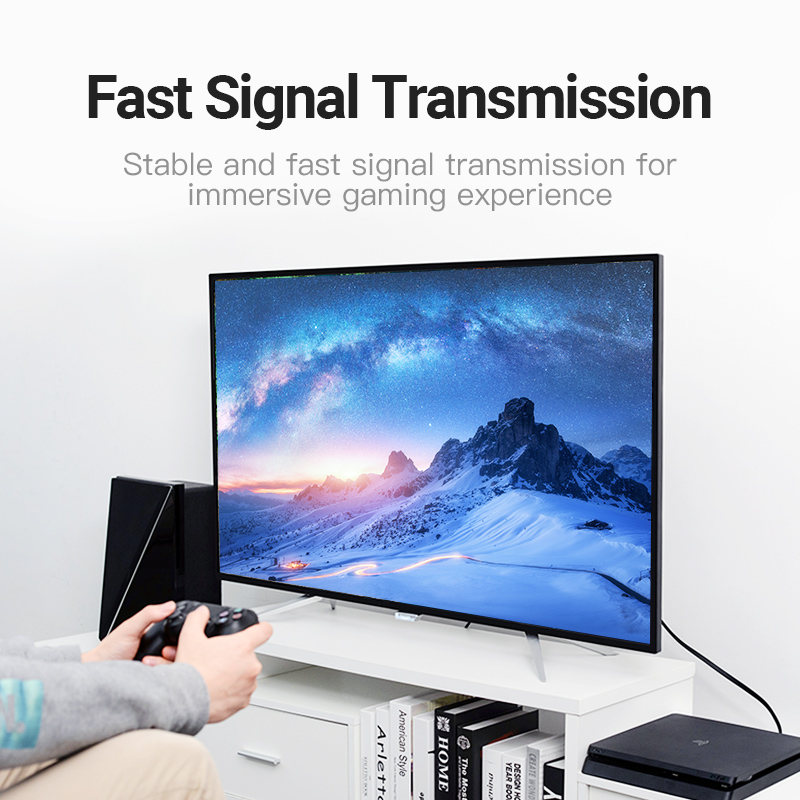 Mô tả Dây Cáp HDMI Vention 3D 4K Tốc Độ Cao Dạng Dẹt Đầu Mạ Vàng Cho Notebook/Máy Chiếu/TV/VR - 4