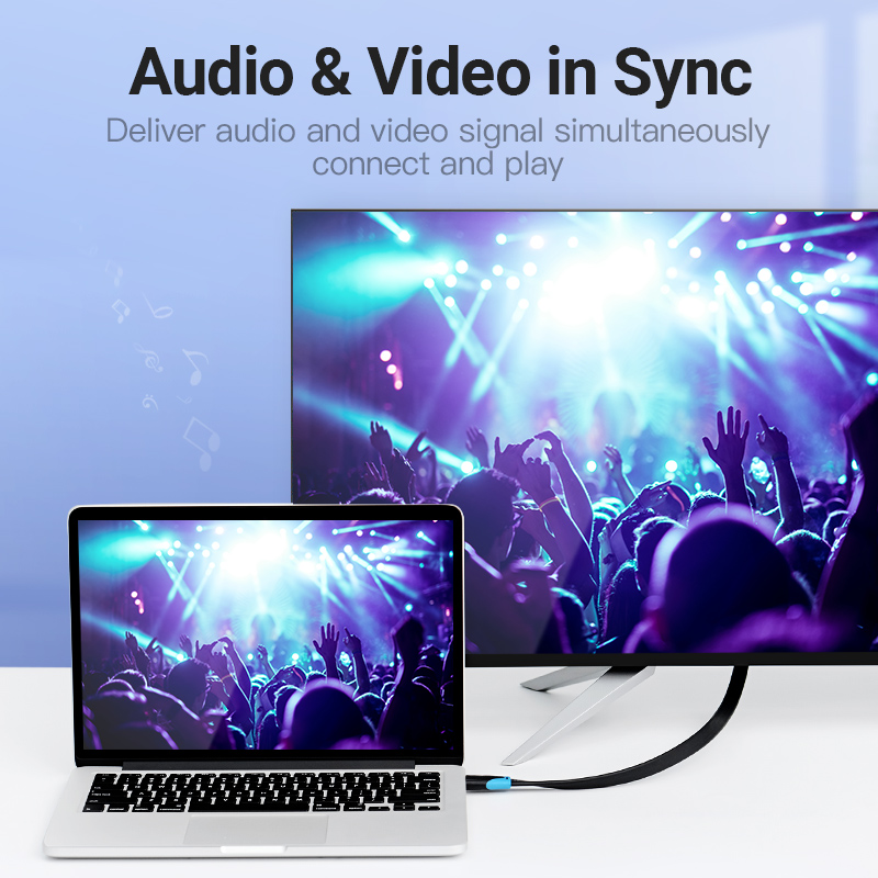 Mô tả Dây Cáp HDMI Vention 3D 4K Tốc Độ Cao Dạng Dẹt Đầu Mạ Vàng Cho Notebook/Máy Chiếu/TV/VR - 5