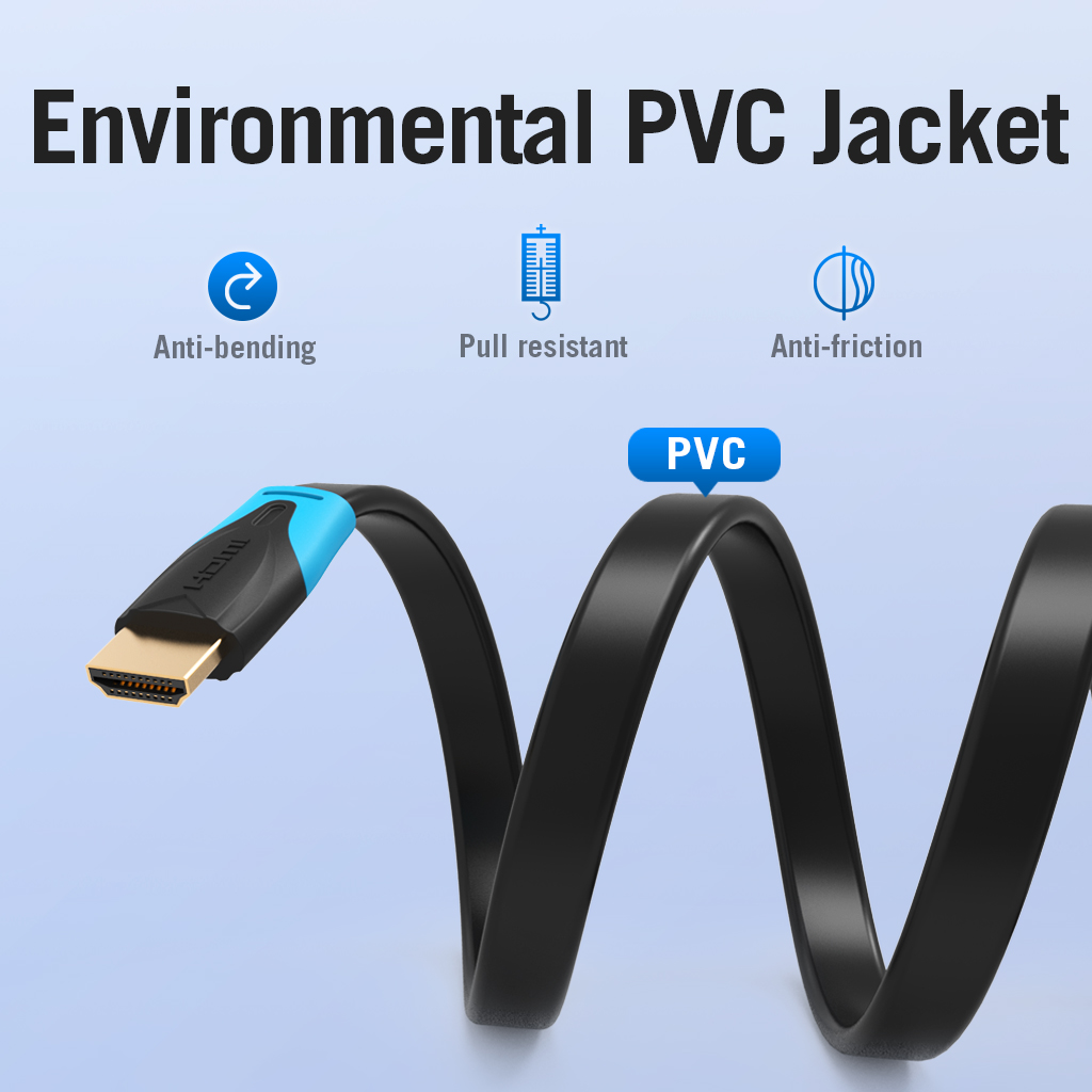 Mô tả Dây Cáp HDMI Vention 3D 4K Tốc Độ Cao Dạng Dẹt Đầu Mạ Vàng Cho Notebook/Máy Chiếu/TV/VR - 7