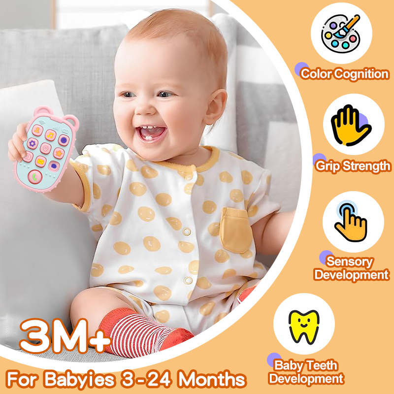 Mô tả Đồ Chơi Điện Thoại Di Động Mô Phỏng Gấu Nhỏ Bằng Silicon Không bpa Thoải Mái Cho Bé - 3