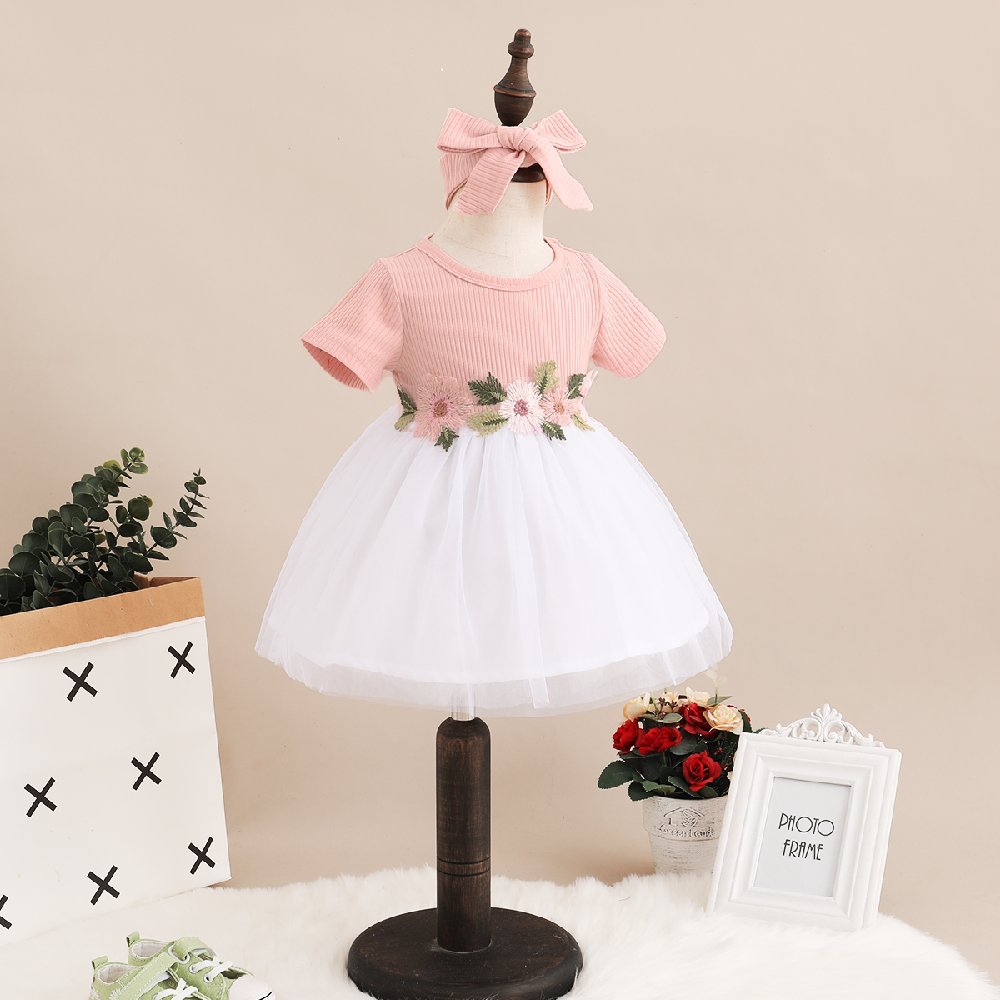 Mô tả Đầm công chúa MIKRDOO tay ngắn đính hoa thêu + băng đô thiết kế thời trang phong cách mùa hè cho bé gái 0-3 tuổi - 6