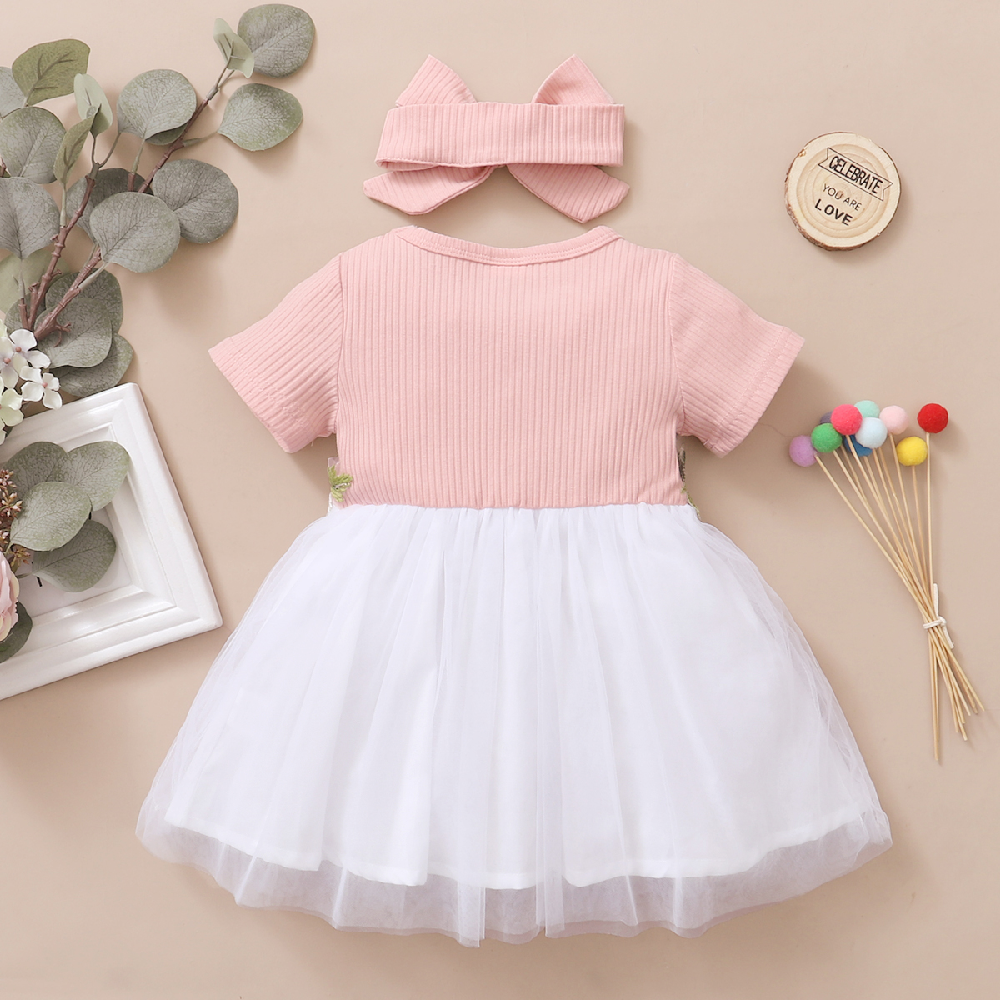 Mô tả Đầm công chúa MIKRDOO tay ngắn đính hoa thêu + băng đô thiết kế thời trang phong cách mùa hè cho bé gái 0-3 tuổi - 8