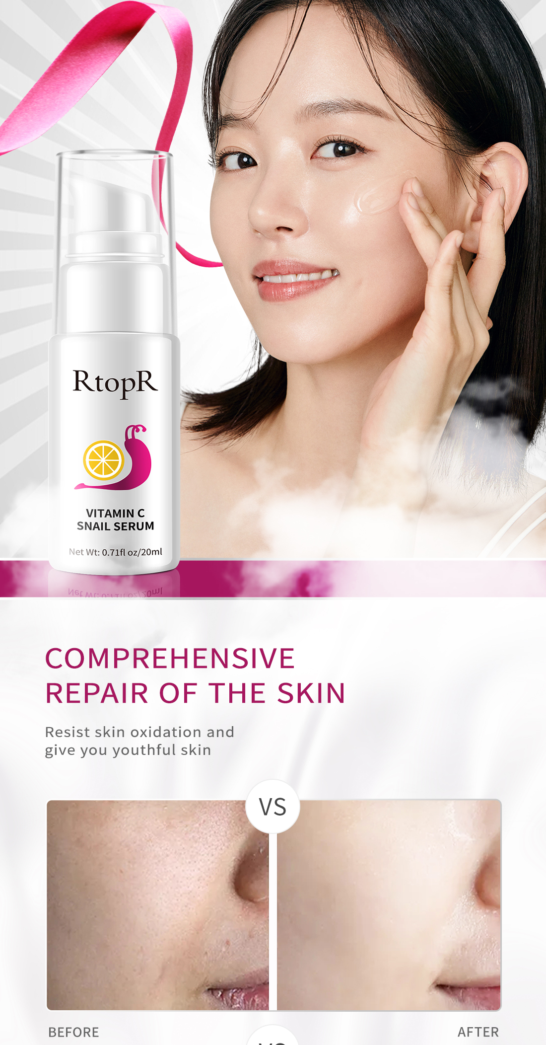 Mô tả Serum Dưỡng Da Trắng Da RtopR Chiết Xuất Ốc Sên/Vitamin C Chống Nếp Nhăn Săn Chắc Và Trẻ Hóa Làn Da Hiệu Quả Vitamin C Brightening 20ML - 7