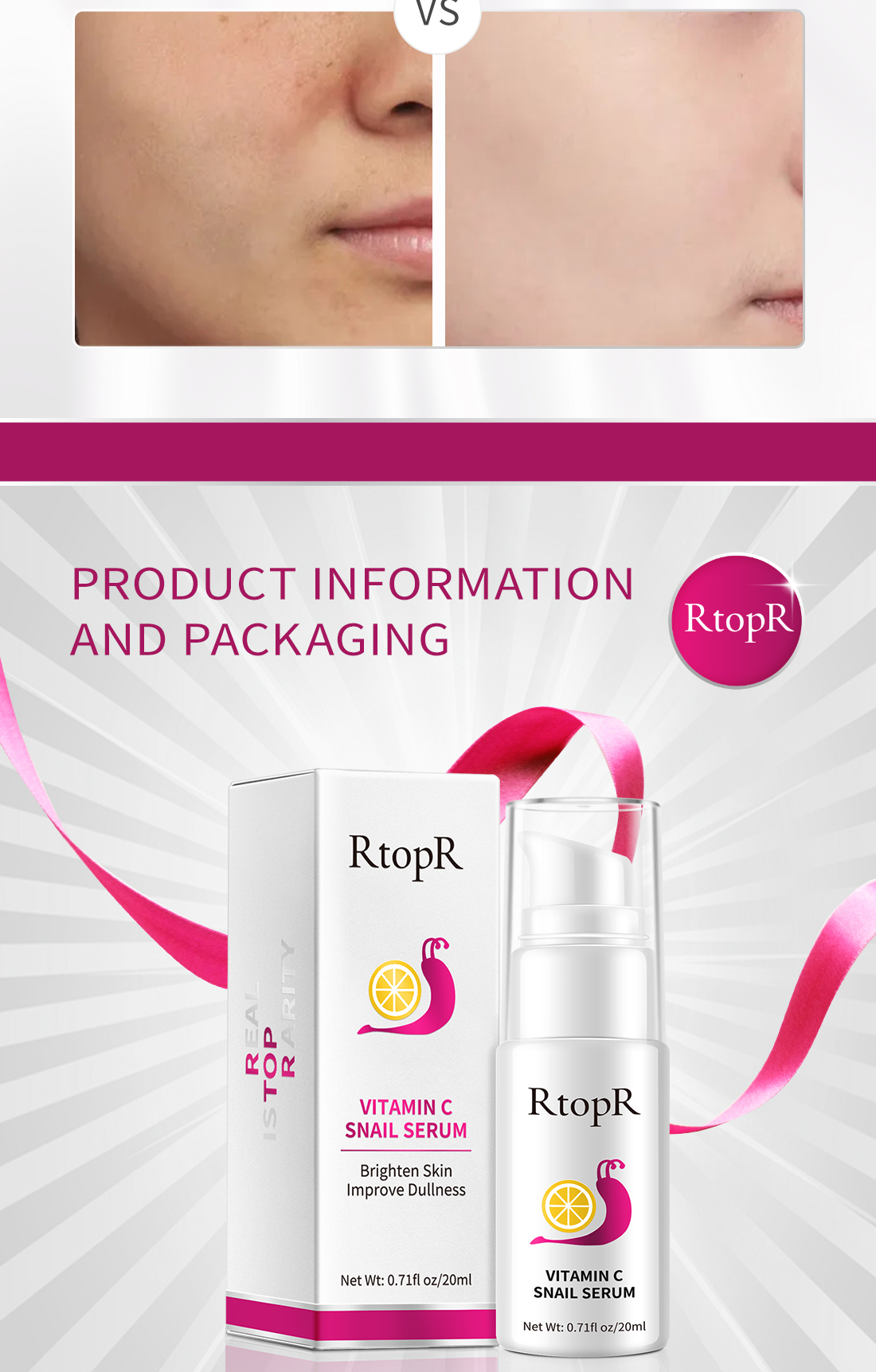 Mô tả Serum Dưỡng Da Trắng Da RtopR Chiết Xuất Ốc Sên/Vitamin C Chống Nếp Nhăn Săn Chắc Và Trẻ Hóa Làn Da Hiệu Quả Vitamin C Brightening 20ML - 8
