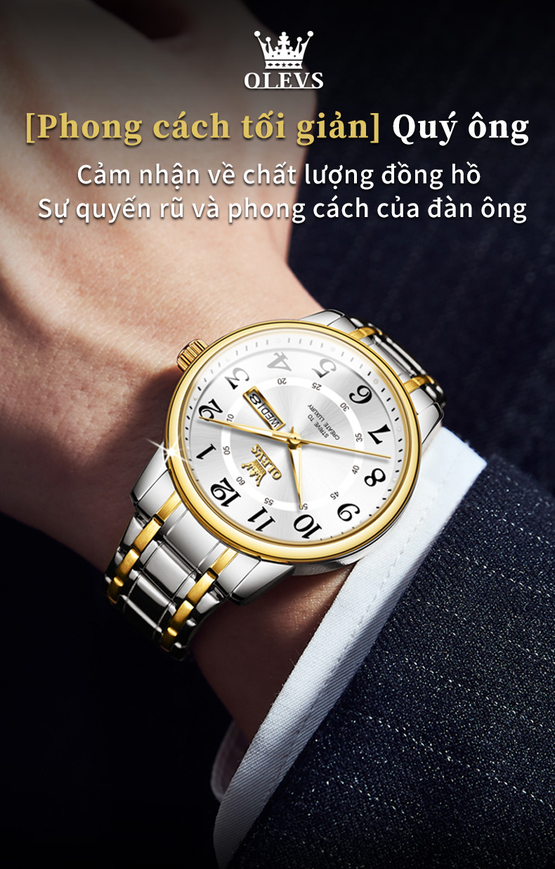 Mô tả Đồng hồ nam OLEVS 2891 chính hãng chống nước dạ quang có lịch thời trang cao cấp - 2