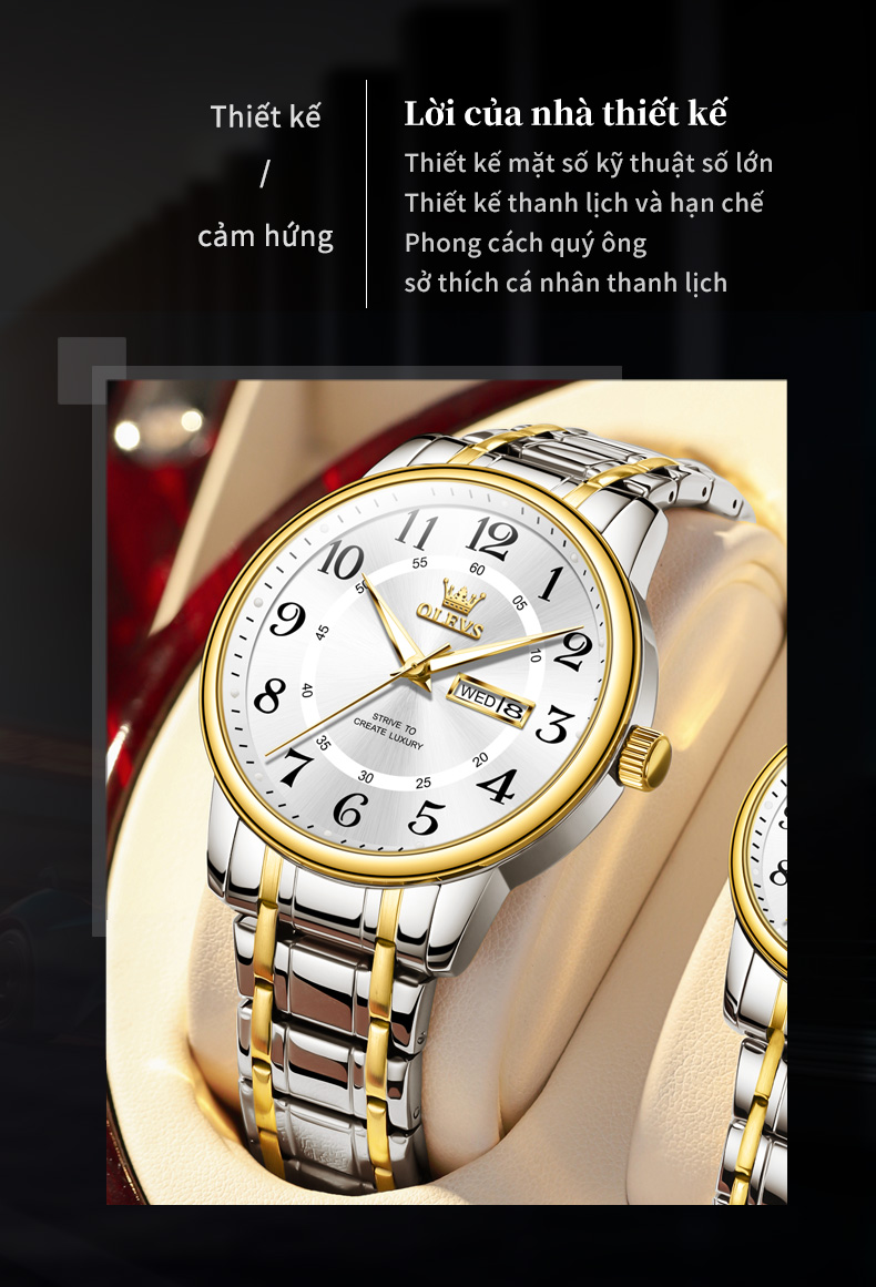 Mô tả Đồng hồ nam OLEVS 2891 chính hãng chống nước dạ quang có lịch thời trang cao cấp - 3