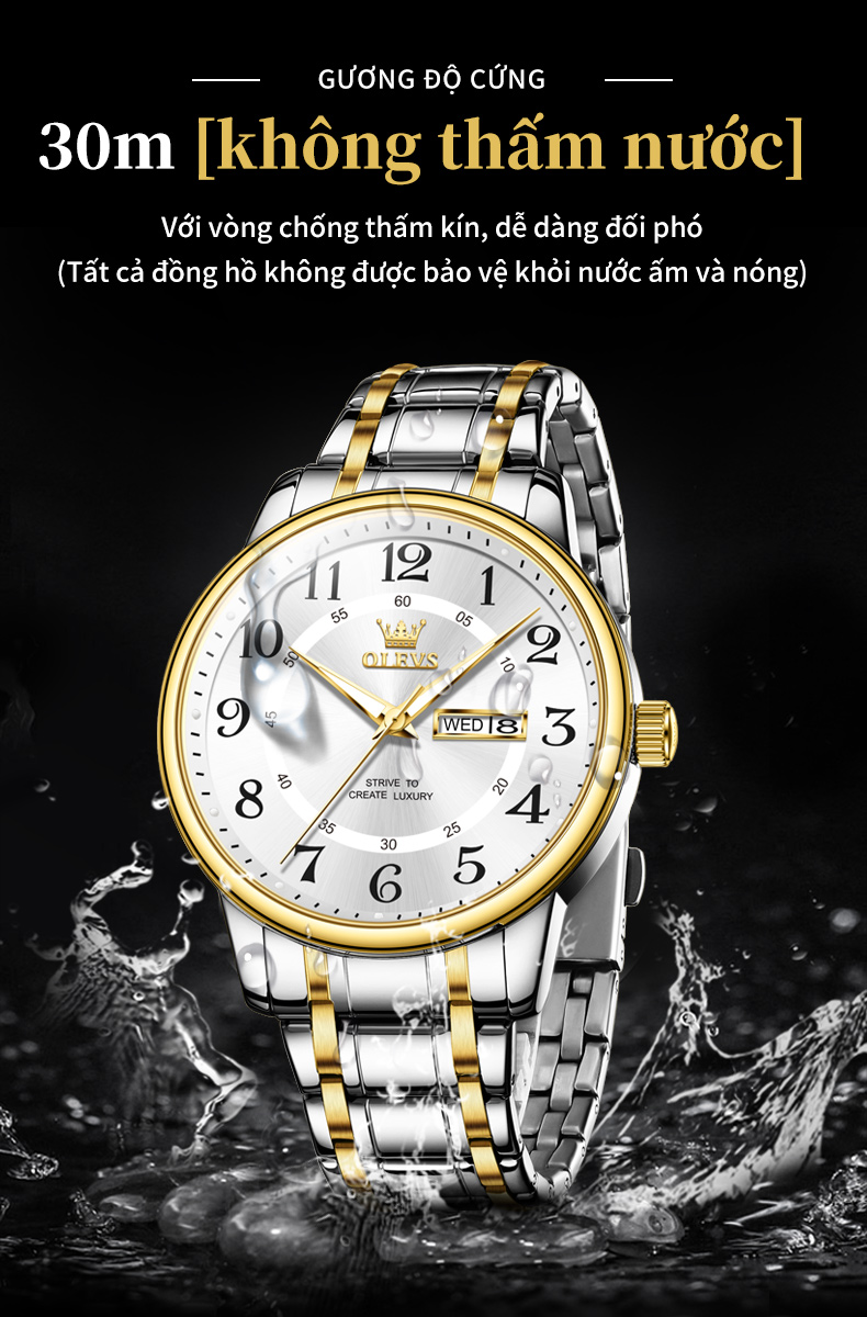 Mô tả Đồng hồ nam OLEVS 2891 chính hãng chống nước dạ quang có lịch thời trang cao cấp - 4