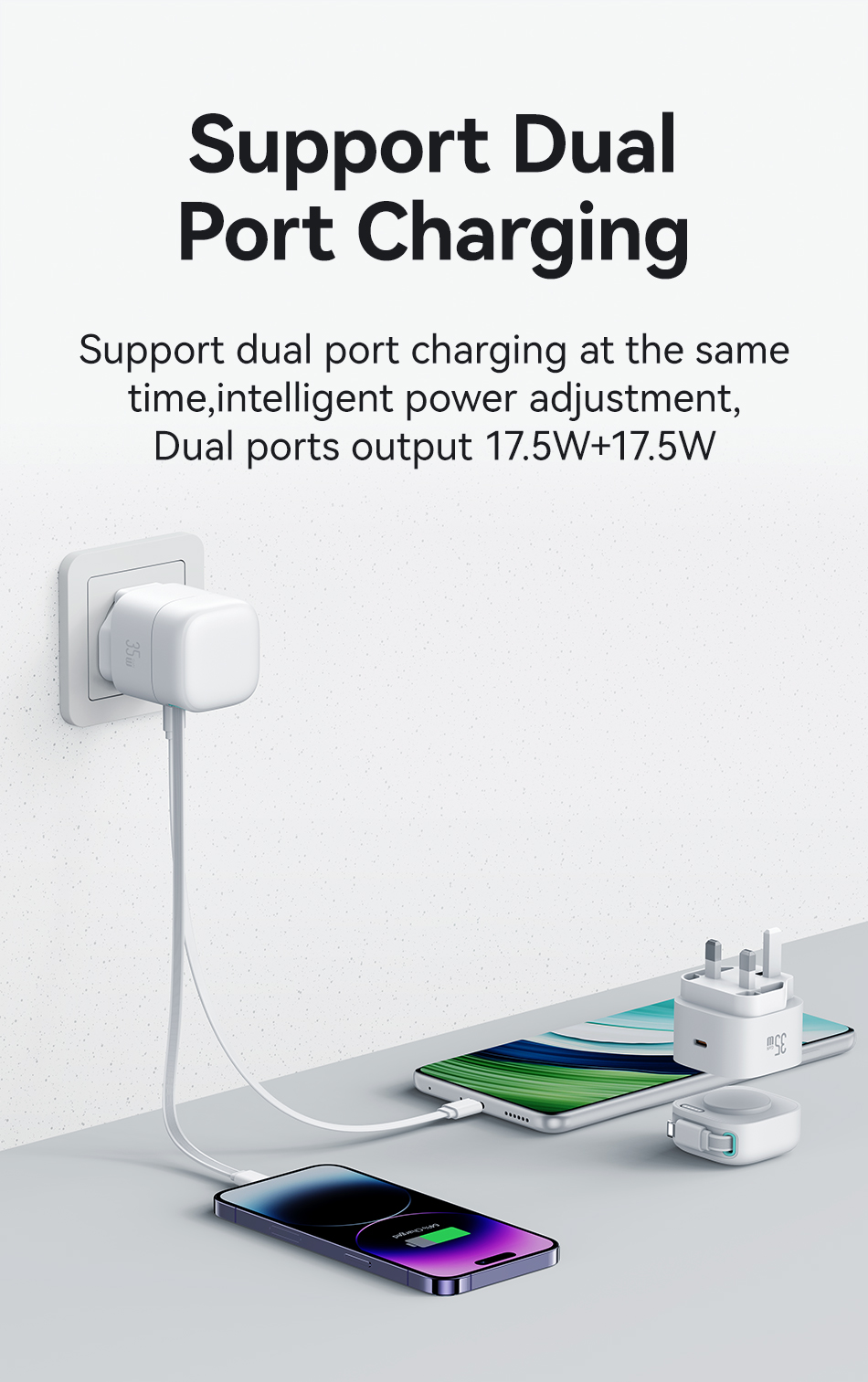 Usams Bộ Sạc Nhanh + Magsafe Dây Cáp Sạc Nhanh đầu Ra Kép GaN EU US UK ...